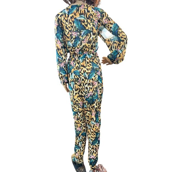 boohoo tropical‎ animal print cut-out beach jumpsuit Size Small - Picture 4 of 11